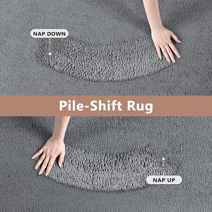 FinRèc 7x10 Washable Area Rugs for Bedroom Living Room, Low Pile Thin Rug Solid Color, Non-Slip Carpet Indoor for Home Decor (Pure Dark Grey)