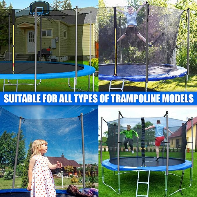 2PCS Trampoline Poles Replacement, 1mm Thick, Fits 1.65'' / 4.2CM Inner Diameter for 10-16FT Jumpzylla Trampolines, Complete Kit with Protective Foam Sleeves & Mounting Hardware