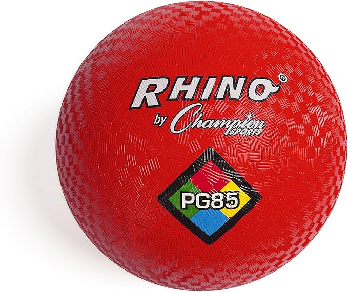 Champion Sports Playground Ball – High-Bounce 2-Ply Construction, Durable Red Ball for Throwing, Catching & Kicking - Multiple Sizes (5", 6", 7", 10", 13", 16")