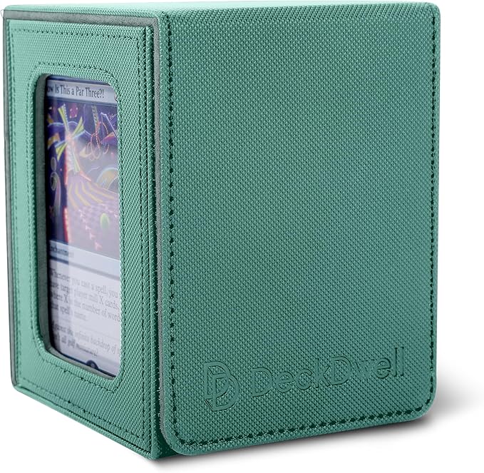 Commander deck box with window Fits 100 Double Sleeved Cards, One‑Piece Design, 4 N52 Magnets, PU Leather & Microfiber Lining,deck box mtg with 2 Dividers