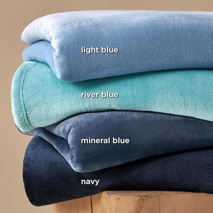 Bedsure GentleSoft Fleece Blankets Queen Size Mineral Blue - Bed Blanket Soft Lightweight Plush Fuzzy Cozy Luxury Microfiber, 90x90 inches