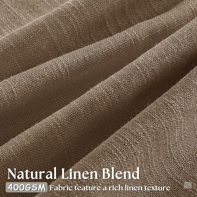 112 Inch Linen Curtains 2 Panels Set Pinch Pleated for Living Room Bedroom Memory Training Shaped Semi Sheer Dutch Cocoa Pinch Pleat Drapes Hooks Rings Light Filtering Window Curtain Drapes