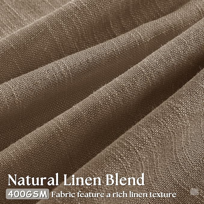 86 Inch Linen Curtains 2 Panels Set Pinch Pleated for Living Room Bedroom Memory Training Shaped Semi Sheer Dutch Cocoa Pinch Pleat Drapes Hooks Rings Light Filtering Window Curtain Drapes