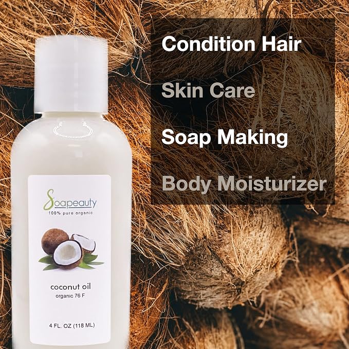 Soapeauty Coconut Oil 76 Degree Cold Pressed | Natural Carrier Oil for Candle Making & Soap Making, Face, Skin Care, Hair Care | (12 Oz)