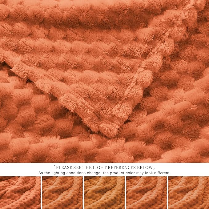 EXQ Home Fall Throw Blanket for Couch or Bed - 3D Imitation Turtle Shell Jacquard Decorative Fleece Blankets - Cozy Soft Fuzzy Flannel Blanket Suitable for All Seasons(50"×60",Orange)