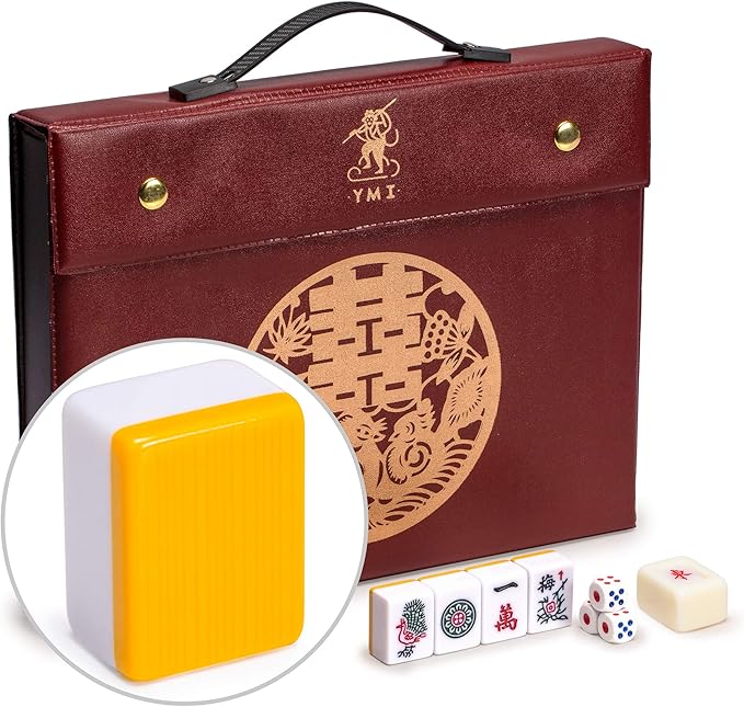 Yellow Mountain Imports Chinese Mahjong Set – Rouge Prestige – 146 Medium Tiles, Professional Set for Chinese-Style Play [中式麻將 專業套裝]