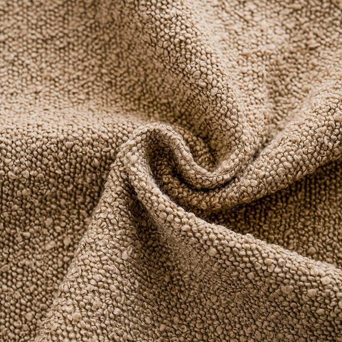 Foindtower Pack of 2 Textured Boucle Throw Pillow Covers Accent Solid Lumbar Pillow Cases Cozy Soft Decorative Couch Cushion Case for Chair Sofa Bedroom Living Room Home Decor, 12 x 20 Inch,Camel