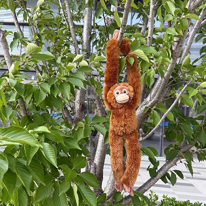 Stuffed Orangutans Toy Hanging Stuffed Animal, Hooks and Stuffed Monkey Animals with Rings for Kids, Gifts for Boys and Girls Hanging 20inches