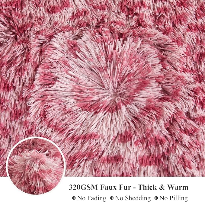 XeGe Luxury Faux Fur Leopard Print Throw Blanket, Soft Cheetah Print Fluffy Bed Blanket, Shaggy Plush Decorative Couch Blanket, Cute Furry Animal Print Fuzzy Blanket for Sofa Bed Couch, Pink, 60x80