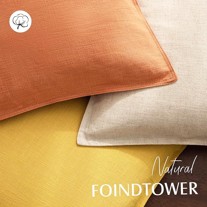 Foindtower Pack of 2, Decorative Linen Solid Throw Pillow Covers Soft Accent Euro Cushion Case Farmhouse Neutral Pillowcase for Chair Couch Sofa Bed Living Room Home Decor 18 x 18 Inch Dusty Orange