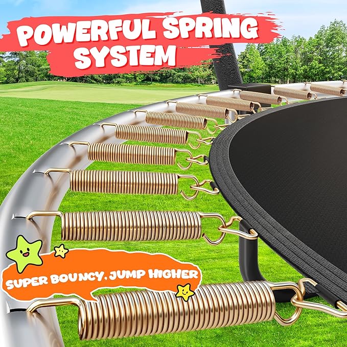 JELENS Trampoline 8FT 10FT 12FT 14FT 15FT 16FT, Recreational Trampolines with Enclosure Net, Outdoor Anti-Rust Trampolines for Kids and Adults, ASTM Approved