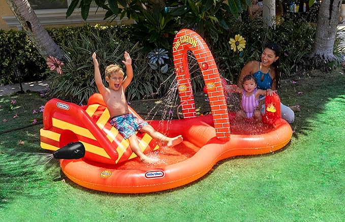 Little Tikes Fire House Adventure Inflatable Play Center Pool and Sprinkler.