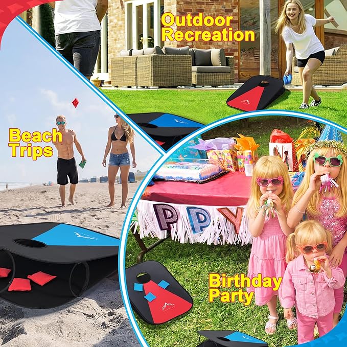 Himal Collapsible Portable Corn Hole Boards with 8 Cornhole Bean Bags (3 x 2-feet)