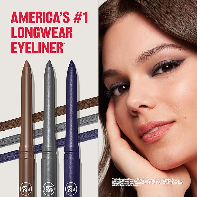 Revlon ColorStay Pencil Waterproof Eyeliner, Smudge-Proof, Eye Makeup with Built-In Sharpener, 202 Black Brown, 2 pack