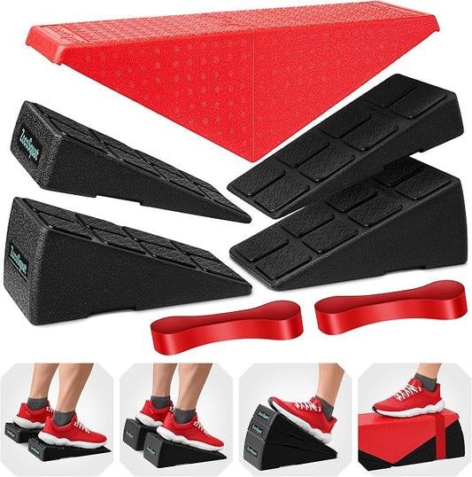 Squat Wedge Block Set of 3/5 - 960 LBS Capacity - Slant Board for Calf Stretching with 5 Stackable Angles - Calf Stretcher Slant Board - Workout Equipment - EPP Material for Exercise Equipment & Physical Therapy