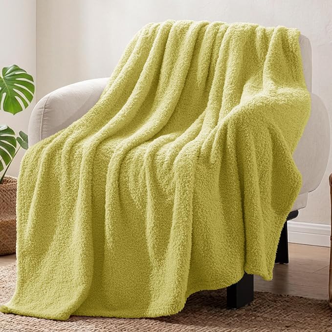 Exclusivo Mezcla Fleece Throw Blanket for Couch and Sofa, 50" x 60" | Super Soft and Cozy Fluffy Blanket for Women, Lightweight and Fuzzy Throw for Home Decor, All Season, Light Green