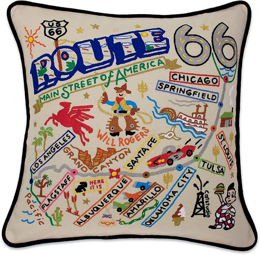Catstudio Route 66 Embroidered Decorative Throw Pillow