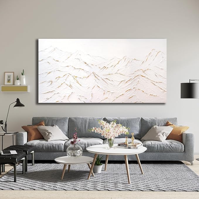 Belmrxne Mountain Wall Decor White Wall Art Abstract Landscape Canvas Painting Wall Prints Artwork for Living Room Bedroom Dining Room Office Home Decor 24x48 Inch