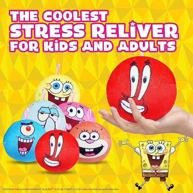 MiraBall Bibi Spongebob - Surprise Egg Capsule with Memory Foam Expandable Plush Toy – 3.7" (9.5cm) Soft Collectible with Hidden Surprises – Fun Gift for Kids, Parties, Holidays, Stocking Stuffers