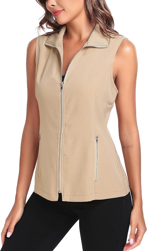 MISS MOLY Women's Lightweight Vest Casual Zip Up Utility Vest Hiking Golf Sleeveless Jackets with Pockets