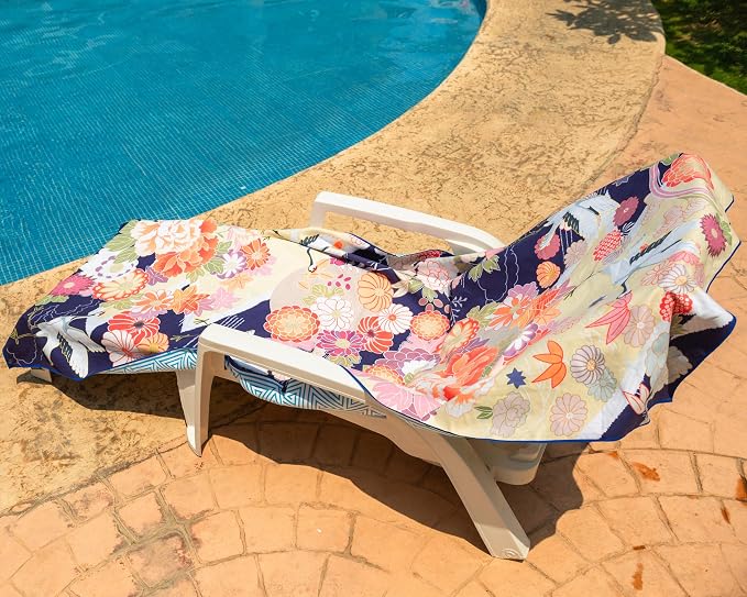 Quick Dry Towel Extra Large 78x35 Inch - Microfiber Beach Towel - Perfect for Beach, Travel, Swimming, Pool, Yoga, Hiking, Camping - Lightweight, Fast Drying, Compact for Adults (Kimono Gold)
