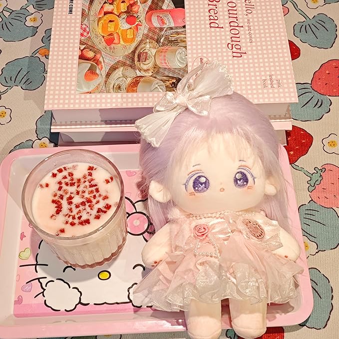 CALEMBOU Plush Doll, 20cm Cute Cotton Doll with Skeleton, Anime Plushies Soft Stuffed Dress Up Dolls, Kawaii Plush Toys Gift Come with Clothes (Doll&Clothes-Xingfu-B)