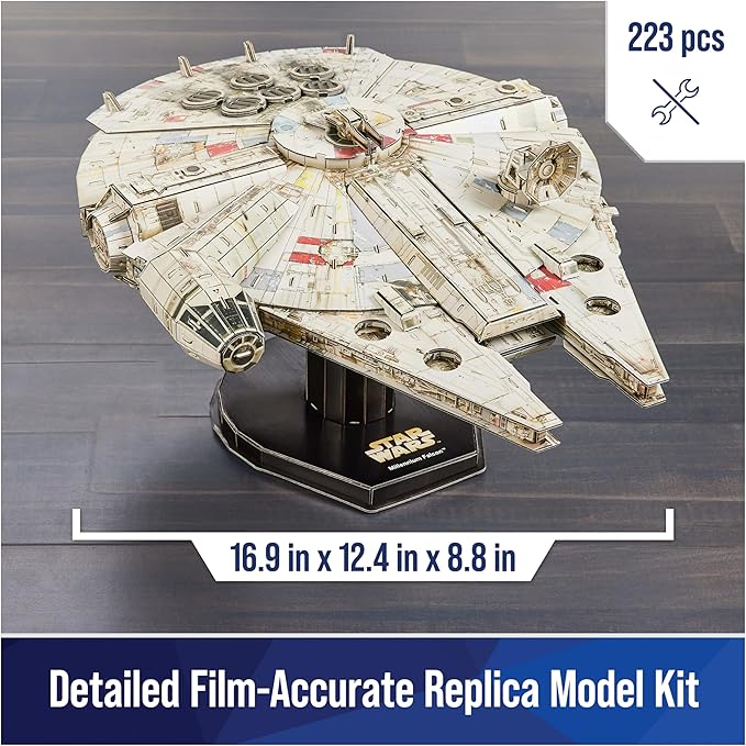4D Build Star Wars Millennium Falcon 3D Model Kit, 𝖲tar Wars Gifts, Ѕtar Ｗars Toys Desk Decor for Star Ｗars Fans & Collectors, Adults & Teens 12+