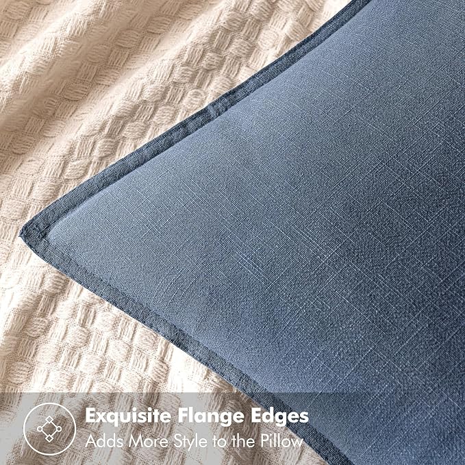 MIULEE Decorative Linen Pillow Covers 20x20 Inch Blue Ashes | Boho Farmhouse Neutral Couch Throw Pillows for Bed, Pack of 2 Accent Coastal Modern Pillowcases, Sofa Livingroom Home Decor