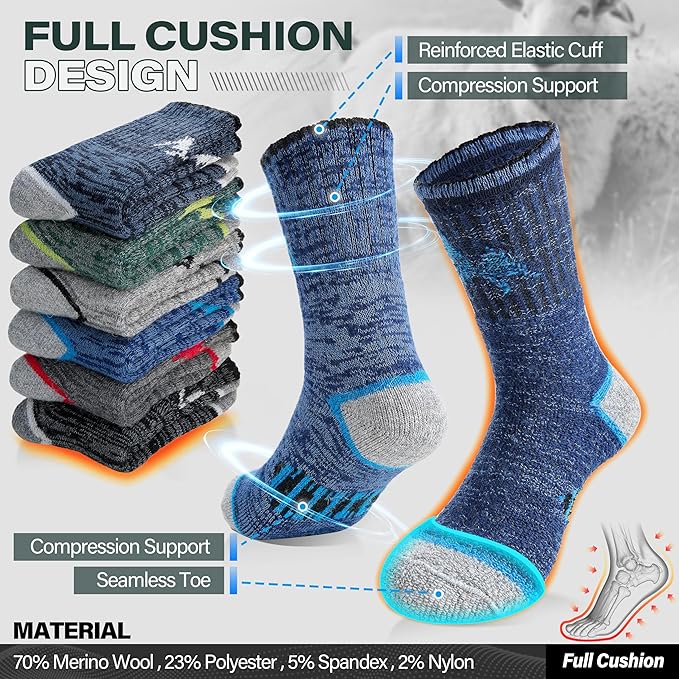 ANTSANG Kids Toddlers Boys Girls Merino Wool Hiking Athletic Thermal Warm Winter Socks