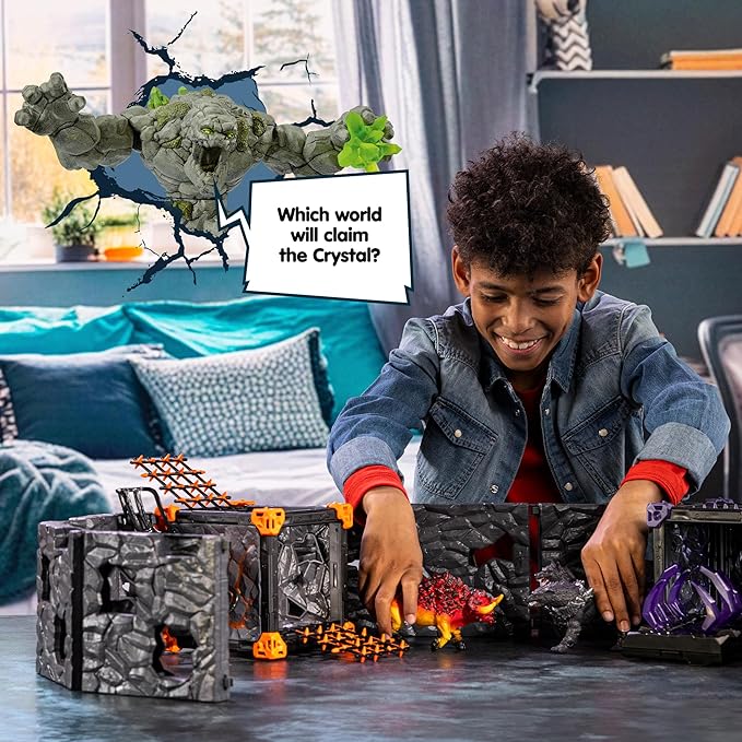 Schleich Eldrador Creatures - 34 PC Stone Battle Cave with Chameleon Toy Playset - Lizard Figurine for Boys and Girls with Expandable Fortress - Interactive, Imaginative Play for Kids Ages 7+ | 42676