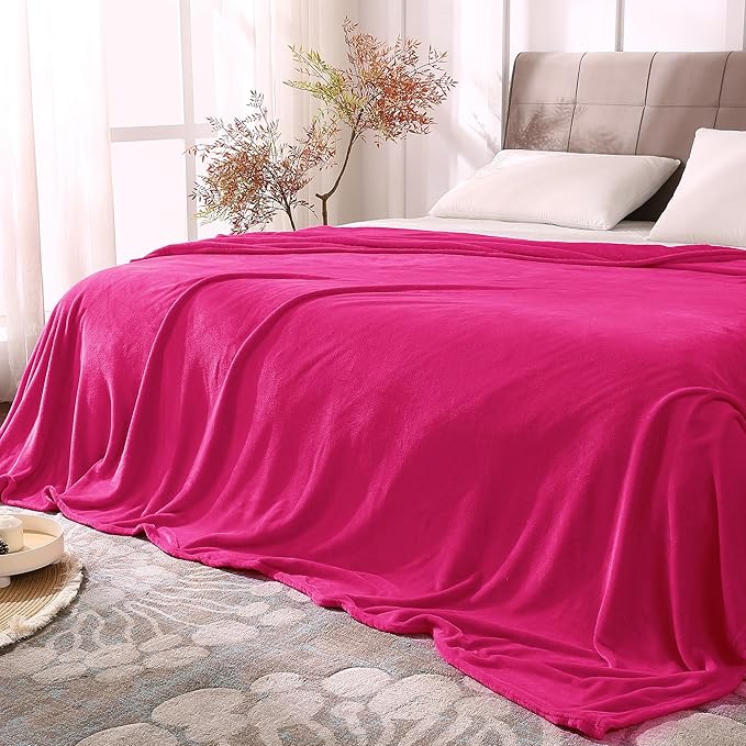 BEDELITE Fleece Blanket Soft Plush King Size Bed Blanket Hot Pink 108"x90" | Ultra Soft Fleece, Plush Microfiber, Lightweight Warmth, All Season Comfort, Fade Resistant, Machine Washable