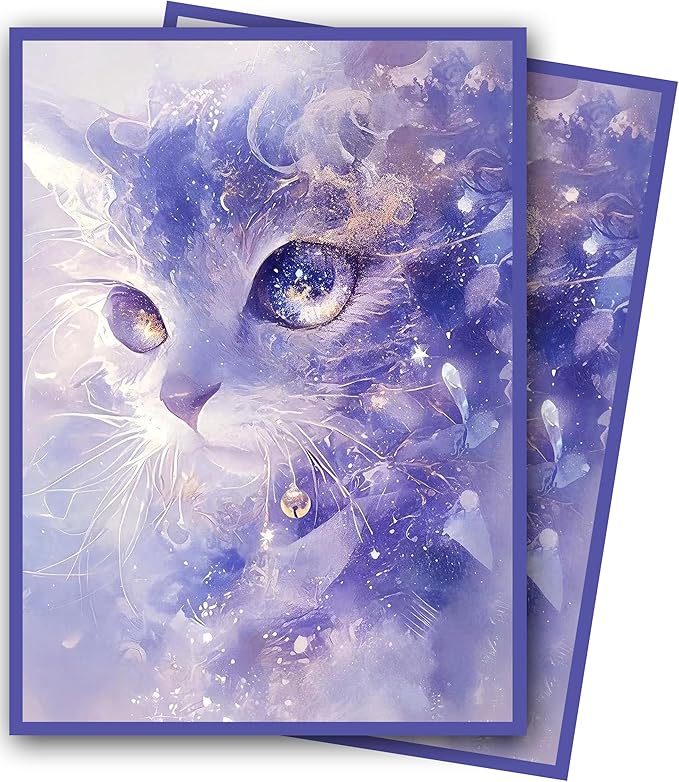 MTG Card Sleeves, Ultra Clear Front & Matte Finish Back, 100 Count Standard Size Matte Art Sleeve for Magic The Gathering (Blue cat)