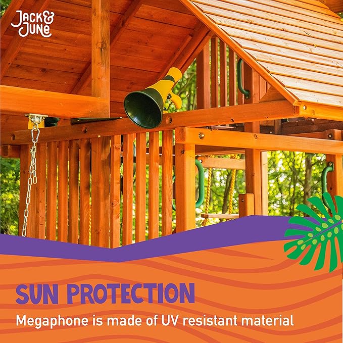 Jack and June Green Megaphone for Outdoor Playsets, Wooden Jungle Gyms, and Residential Playgrounds