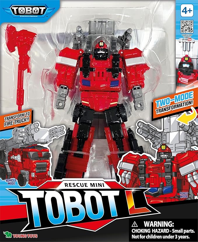 New TOBOT, MINI TOBOT L, Youngtoys Transforming Collectible Vehicle to Robot, Heroes Animation Character Toys for Kids 3 and up Transform Toys Cars, Mini Size 7-inch