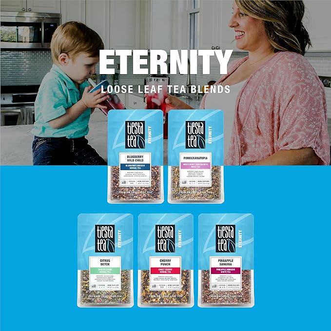 Tiesta Tea - Cherry Punch, Loose Leaf, Sweet Cherry Herbal Tea, Premium Blend, Non-Caffeinated, Makes Hot or Iced & Brews Up to 25 Cups, 2oz Resealable Pouch