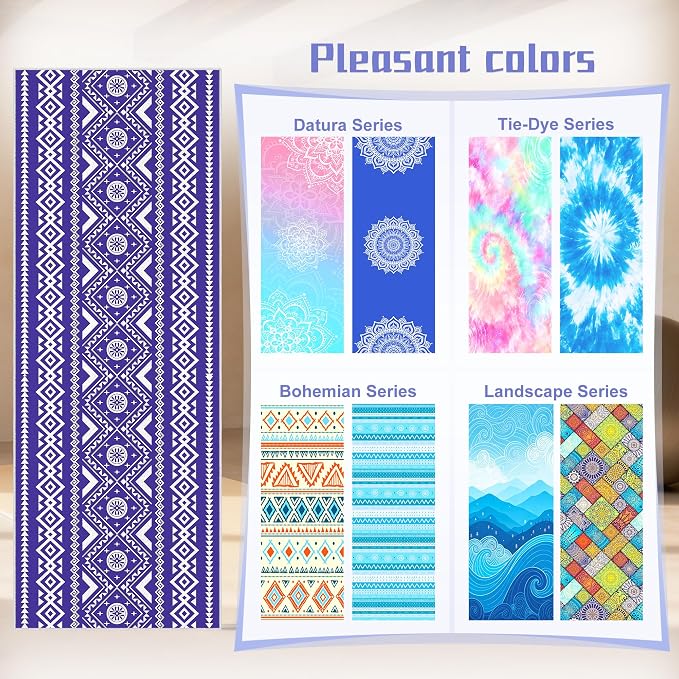 Yoga Towel,Absorbent Yoga Mat Towel for Hot Yoga Non Slip,Stylish Prints,Ideal for Workouts,Hot Yoga,Bikram,Pilates Equipment,72 x 27 in,Arranged Triangle Geometry