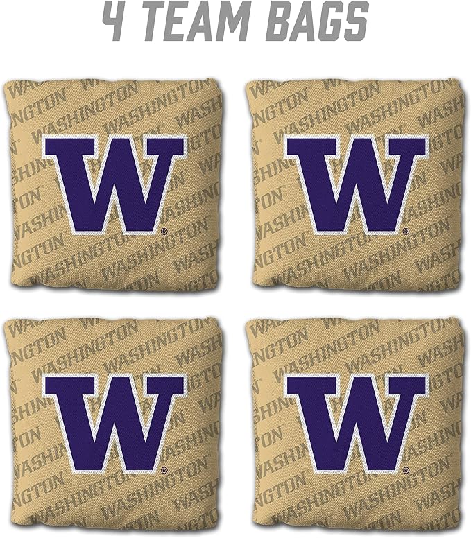 YouTheFan Officially-Licensed NCAA Set of 4 Cornhole Bags - All Weather Regulation 6” x 6” Size - 16oz Weight - Designed in USA