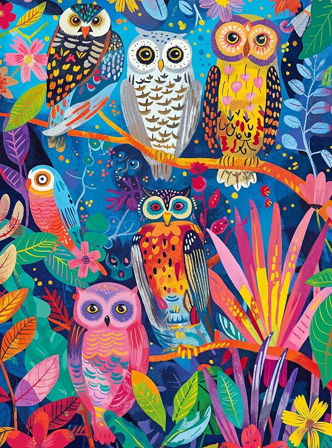 Cross & Glory - Hootenanny: Birds in Paradise - 1000 Piece Jigsaw Puzzle for Adults | Vibrant Indian Garden & Owl Design | Challenging and Artistic