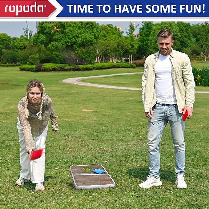 ROPODA Portable Cornhole Board Set,24x16 / 30×20in Corn Hole Games for Adults with 8 Bean Bags, Lightweight Aluminum Alloy Edging Cornhole Set for Outdoor Games, Beach and Tailgates