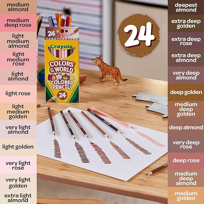 Crayola Colors of the World Bulk Colored Pencil Set - 6 Packs (24ct), Skin Tone Kids Colored Pencils for Kids, Bulk Teacher Classroom Must Haves