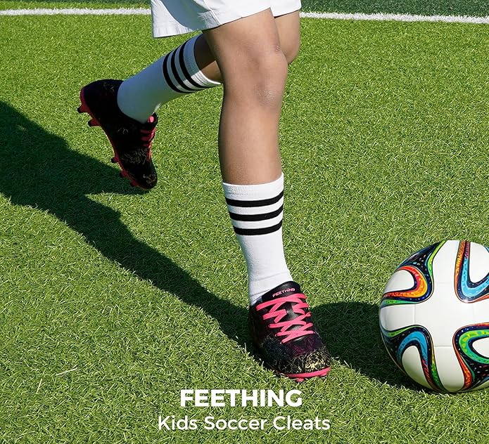 Grils Boys Soccer Cleats Youth Firm Ground FG Football Shoes Lightweight Breathable Outdoor Trainning Sport Shoes for Little/Big Kids