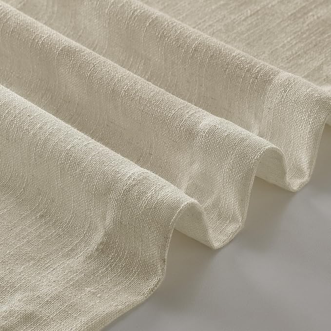 Linen Beige Pinch Pleated Semi Sheer Curtains 78 Inches Long 2 Panels Set | Memory Shape Trained, Neutral for Living Room Bedroom Cabin Closet, 400GSM Flax Fabric, Pinch Pleat with Hooks Rings Back Tab
