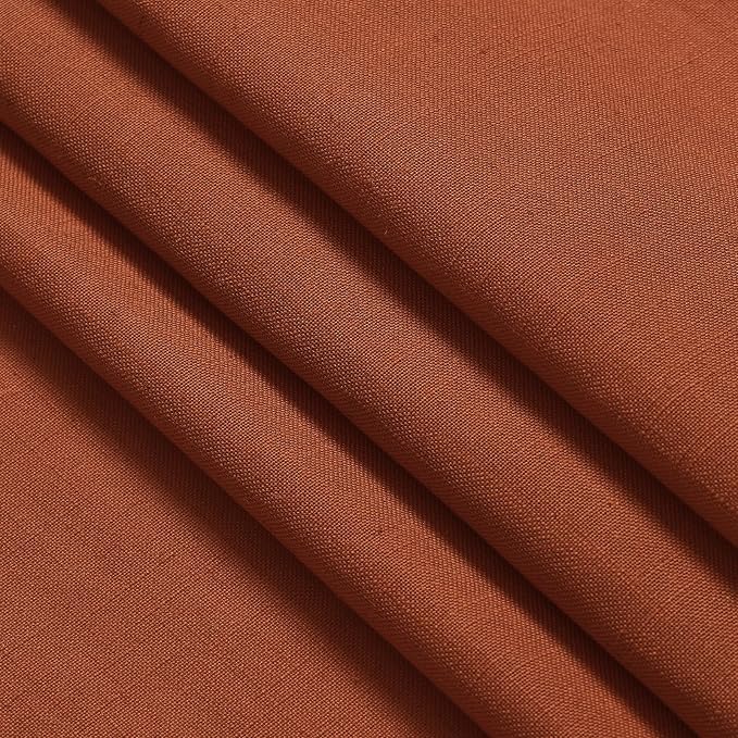 Linen Blend Terracotta Curtains 96 inches Long 2 Panel Back Tab Rod Pocket Rustic Farmhouse Boho Curtains for Dining Room Semi Sheer Brick Burnt Bohemian Fall Decor Rust Curtain 96 inch Length