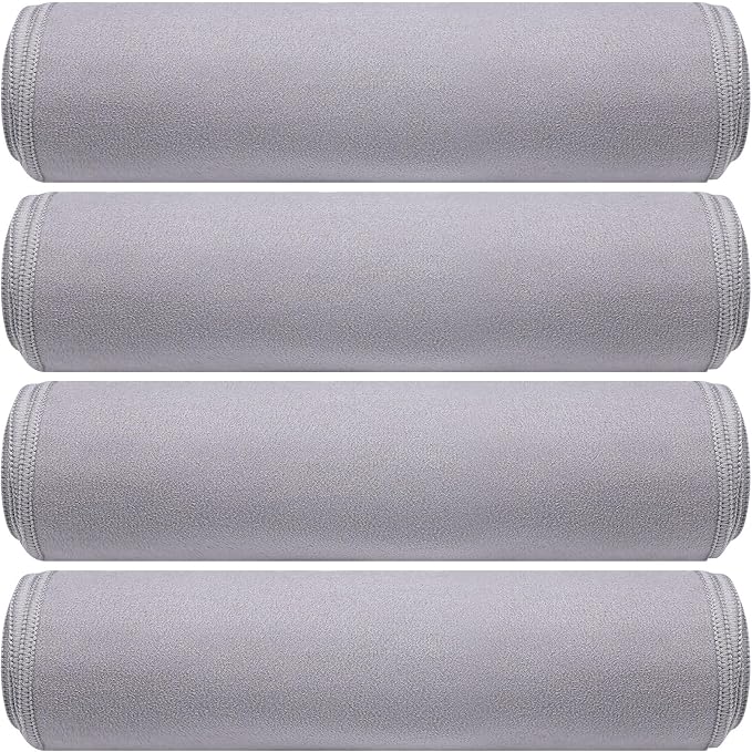 Breling 4 Pack 72" x 24" Hot Yoga Towel Non Slip Microfiber Mat Towel Sweat Absorbent Soft Pilates Mat Essentials for Hot Yoga Pilates Exercise(Light Grey)