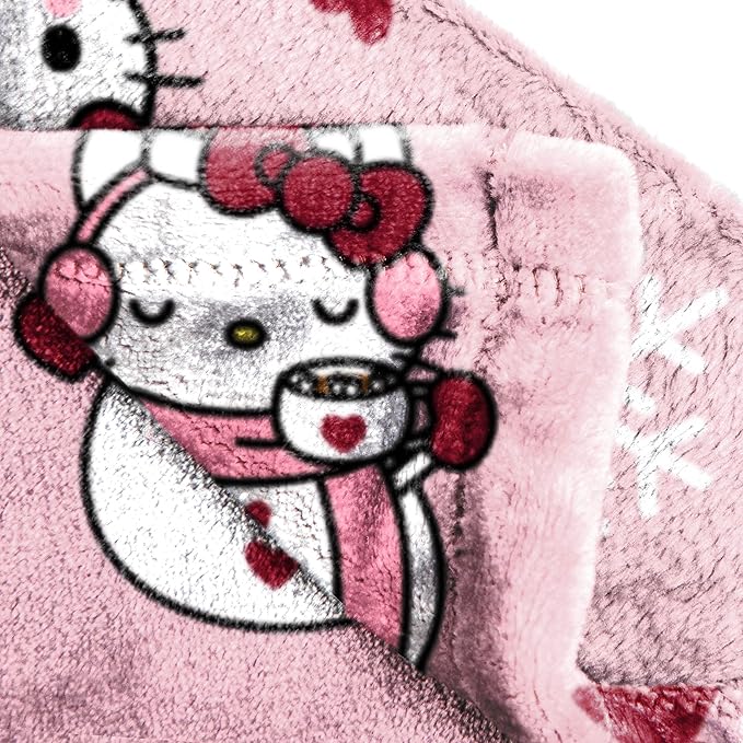 Jay Franco Christmas Plush Throw Blanket – 50x70 Inches Soft & Cozy Fleece Throw for Holiday Bedroom & Couch Décor, Official Licensed Product, Pink - Hello Kitty