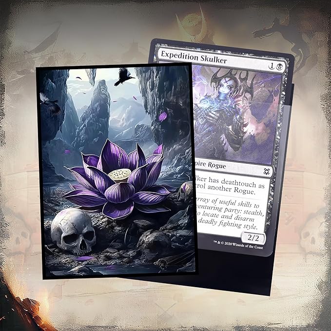 Kabinka MTG Card Sleeves - 100 Standard Size Pack Clear Front & Matte Finish Back with Lotus, Premium Sleeves for Magic The Gathering TCG
