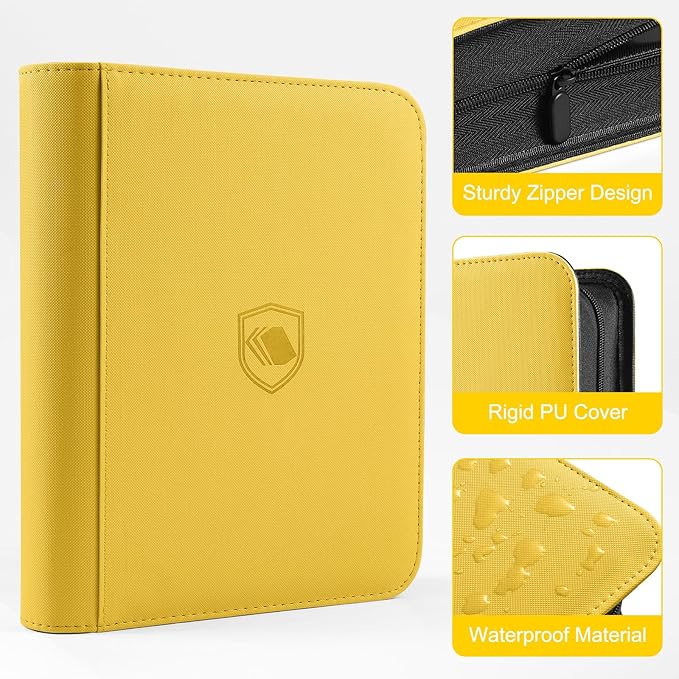 Toploader Binder, Holds 160 Toploaders, 100 Toploaders INCLUDED, 4-Pocket PU Cover Top Loader Binder for 3" x 4" Rigid Toploader, Ringless Double-Sided Toploader Card Binder for TCG, Sport Cards