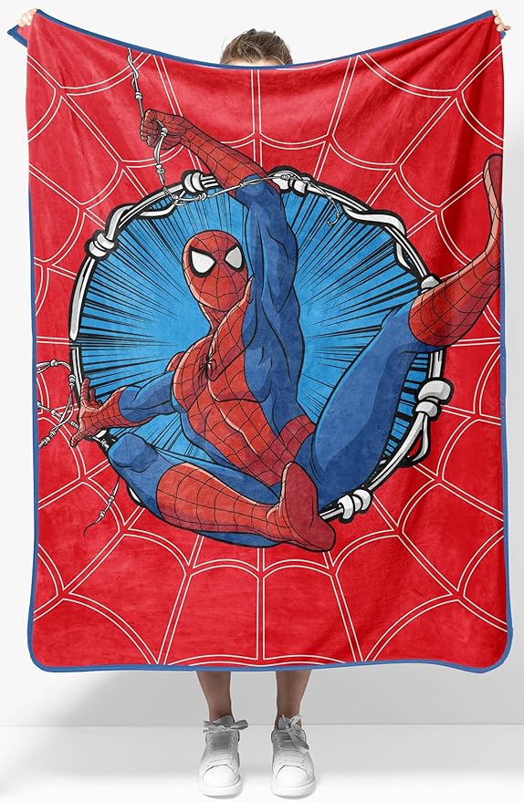 Jay Franco Kids Plush Throw Blanket – Soft & Cozy Fleece Throw for Bedroom & Couch Décor, Official Licensed Product, Red - Spiderman, 40x50 - Travel Blanket