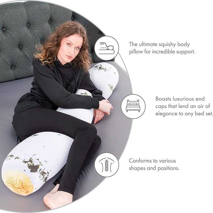 Log Birch Microbead Body Pillow - Straight Long Pillows for Comfort or Use During Pregnancy- Spandex 85% / Nylon 15% - Spongy Cooling Hypoallergenic Outer Fabric - 50" X 8" - Side Sleepers