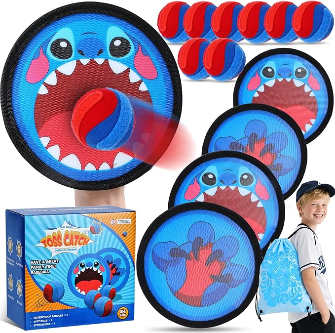 Toss and Catch Ball Game Set, Outdoor Toys for Kids - 13-Pieces with 4 Paddle,8 Balls and1 Storage Bag, Premium Toys for Beach Pool Yard Indoor & Outside - Fun Gift Idea for Boys and Girls